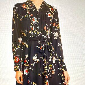 Nanette Lepore Pintucked Floral-Print Shirt Dress size 6